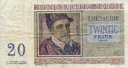 Belgium 20 Francs F/VG (see large scan) pick #: 132b