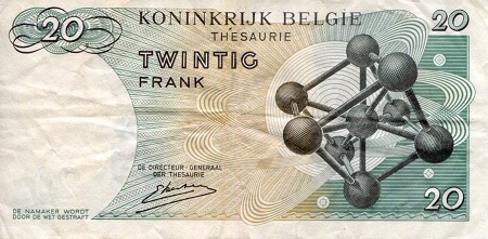 Belgium 20 Francs F (see larger scan) pick #: 138c