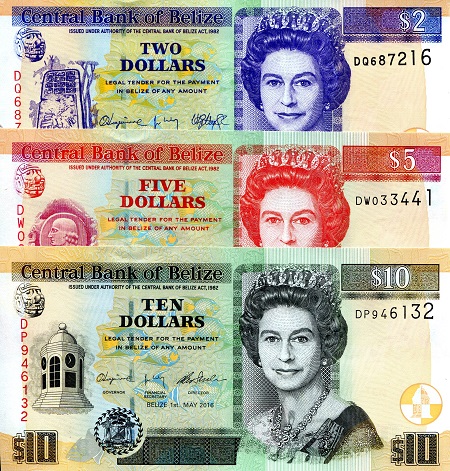 Belize 2 - 10 Dollars Pick Number: 67g, 68e, & New UNC Banknote