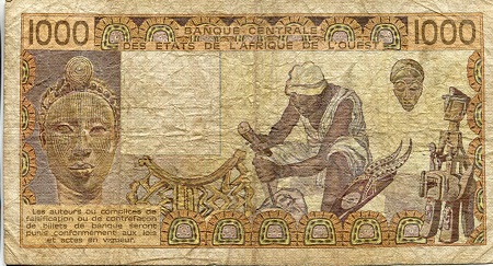 Benin 1,000 Francs VG (See large scan) pick #: 207Bd