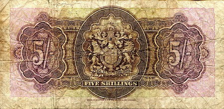 Bermuda  5 Shillings F/VG (see large scan) pick #: 8b