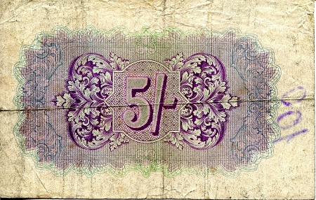 Great Britain 5 Shillings VG- (see scan) pick #: m4