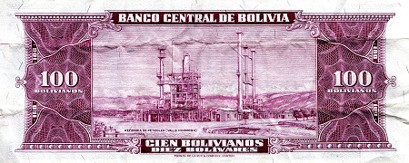 Bolivia  100 Bolivianos VF (Crinkly) pick #: 147a