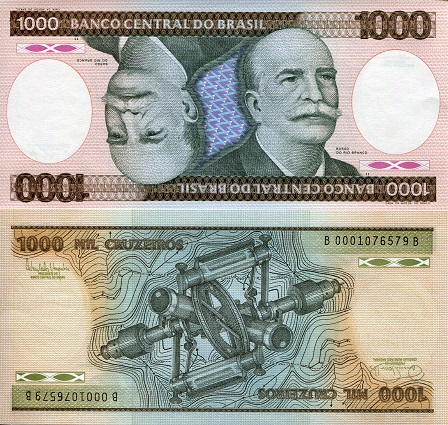 Brazil 1,000 Cruzeiros Pick Number: 201d UNC Banknote