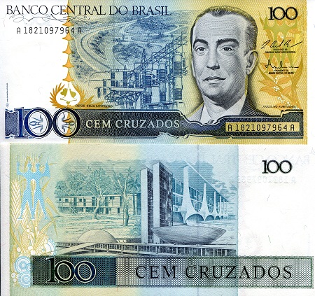 Brazil 100 Cruzados Pick Number: 211c UNC Banknote