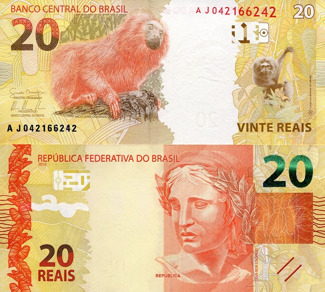 Brazil 20  Reais Pick Number: 255a UNC Banknote