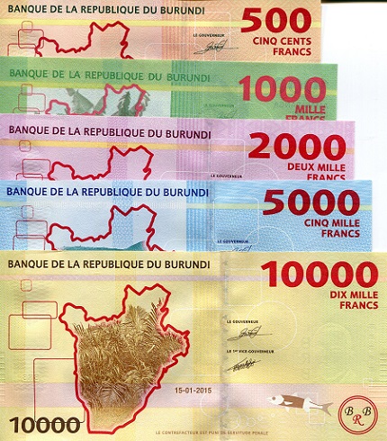 Burundi 500 - 10,000 Francs UNC pick #: 50a, 51a, 52a, 53a, 54a