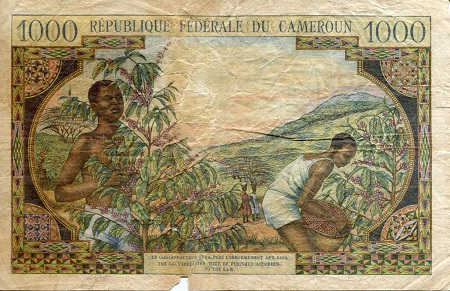 Cameroun 1,000 Francs G (see large scan) pick #: 12b