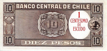 Chile 10 (1) Pesos (Cent) UNC pick #: 125