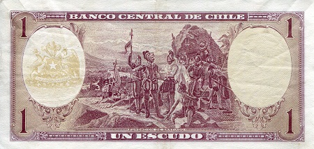 Chile 1 Escudo XF/VF (see large scan) pick #: 135Aa