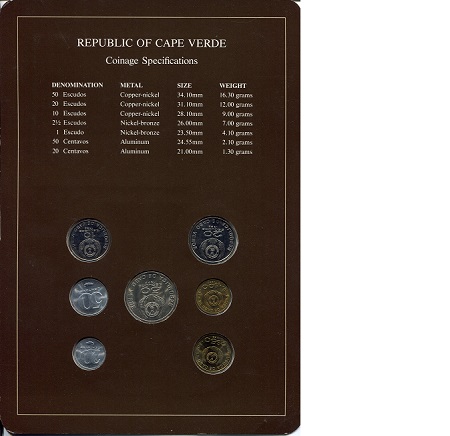 Cape Verde 1 - 50 Escudos/Centavos UNC - Board may have some wear - see large scan Coin