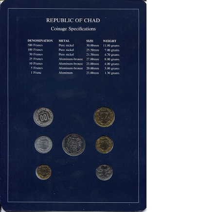 Chad 1 - 500 Francs UNC (Board may have some wear) Coin