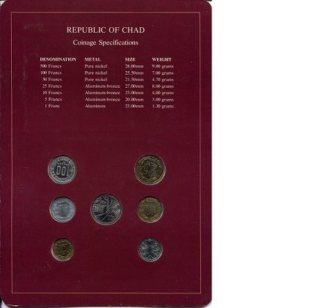 Chad 1 - 500 Francs UNC (Board may have some wear) Coin
