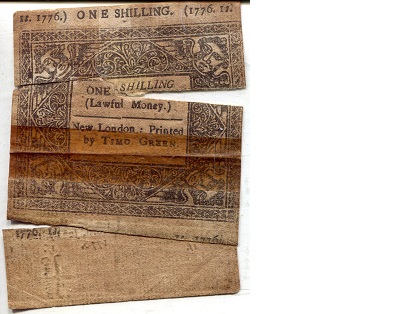 USA - Colonial 1 Shilling Poor (in 3 parts - taped) pick #: NP