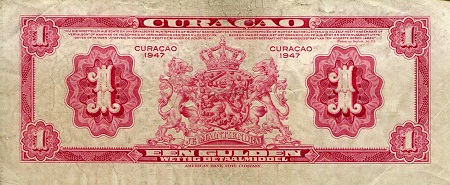 Curacao 1 Gulden VF/F (see large scan) pick #: 35b