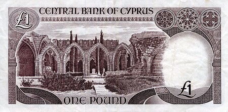 Cyprus  1 Pound VF/F (see large scan) pick #: 46a