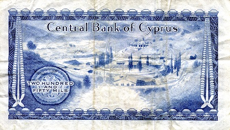 Cyprus  250 Mils F/VG (see scan) pick #: 41k