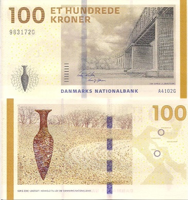 Denmark 100 Kroner Pick Number: 66b UNC Banknote