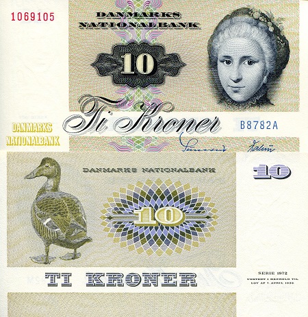 Denmark 10 Kroner Pick Number: 48h UNC Banknote