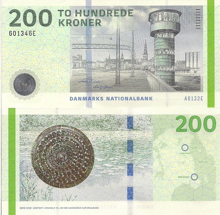 Denmark 200 Kroner Pick Number: 67d UNC Banknote