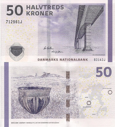 Denmark 50 Kroner Pick Number: 65 (g?) UNC Banknote