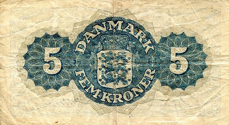Denmark 5 Kroner F (see scan) pick #: 35a