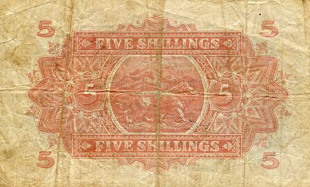 East Africa 5 Shillings F (see large scan) pick #: 28C3