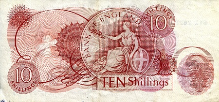 England 10 Shillings F (see large scan) pick #: 373c