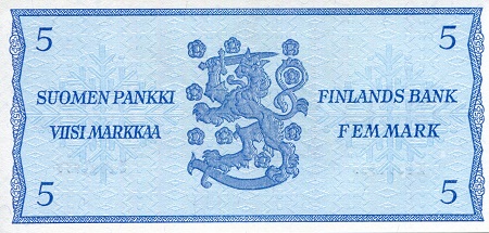 Finland 5 Markkaa UNC pick #: 103b