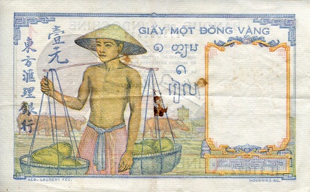 French Indochina 1 Piastres XF/VF (see large scan) pick #: 54c
