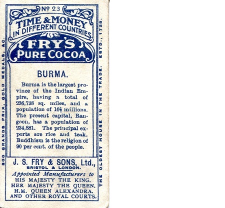 Fry's Cigarette Card