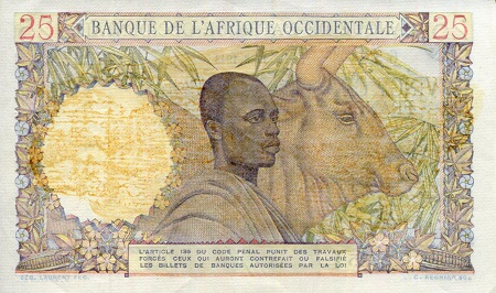 French West Africa  25 Francs XF (see large scan) pick #: 38a