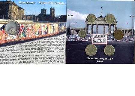 Germany, East (GDR) 1 Pfennig - Mark (+ Piece of the Berlin Wall) Very Good (small wear) Coin Set