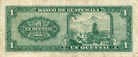 Guatemala  1 Quetzal VG (See large scan) pick #: 43b