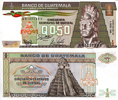 Guatemala  1/2 Quetzal Pick Number: 65n UNC Banknote