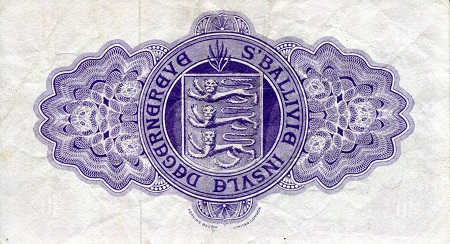 Guernsey 10 Shillings VF+ (see large scan) pick #: 42q
