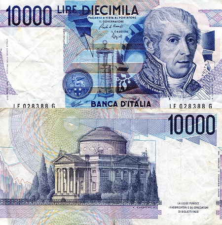 Italy  10,000 Lire Pick Number: 112b VG Banknote