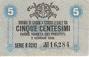 Italy (Military) 5 Cents Pick Number: m1 XF Banknote