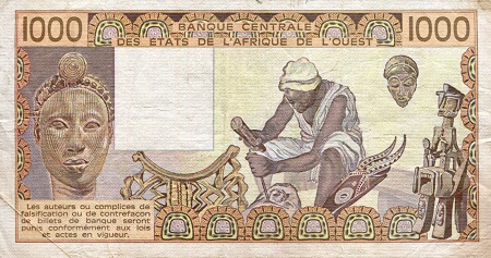 Ivory Coast 1,000 Francs F/VG (See large scan) pick #: 107Ad