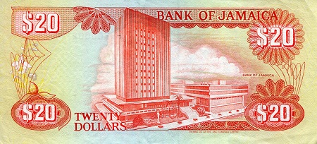 Jamaica 20 Dollar XF (see large scan) pick #: 72g