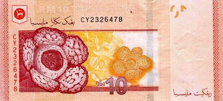 Malaysia 10 Ringgit VF (see largescan) pick #: 53