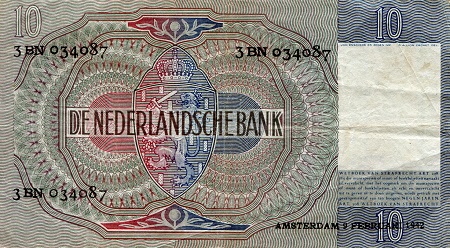 Netherlands 10 Gulden F (See large scan) pick #: 56b