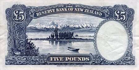 New Zealand 5 Pound XF/VF (see large scan) pick #: 160a