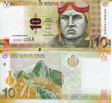 Peru 10 Nuevos  Soles Pick Number: 182 UNC Banknote