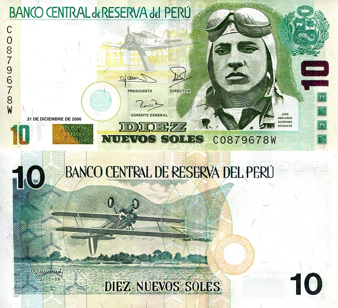 Peru 10 Nuevos Soles Pick Number: 179b UNC Banknote