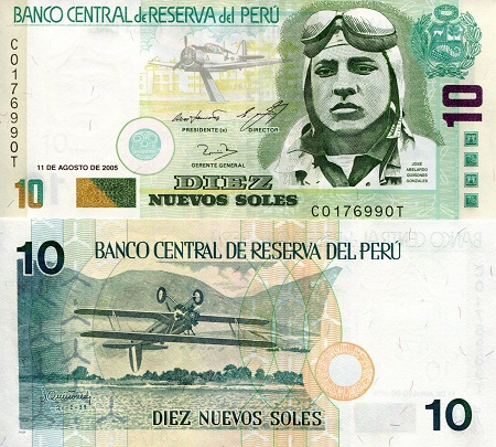 Peru 10 Nuevos Soles Pick Number: 179a UNC Banknote