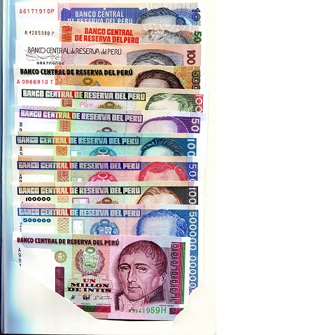 Peru 10 - 1,000,000 Intis Pick Number: NP UNC (folder may have minor marks/damage) Banknote