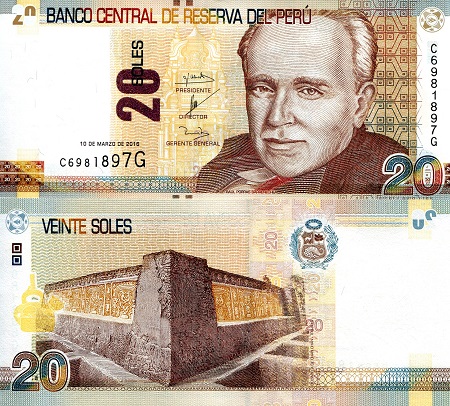 Peru 20 Soles Pick Number: 193a UNC Banknote