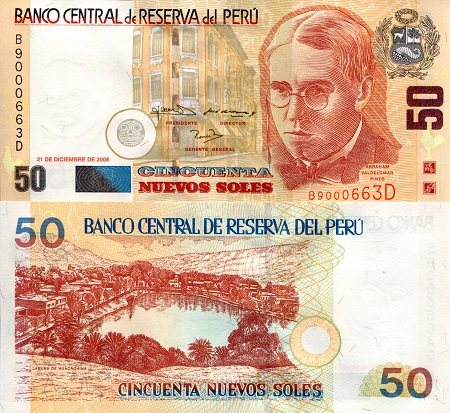 Peru 50 Nuevos Soles Pick Number: 180b UNC Banknote