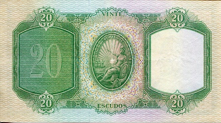 Portugal 20 Escudos aUNC pick #: 153b